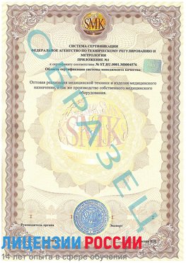 Образец сертификата соответствия (приложение) Можга Сертификат ISO 13485